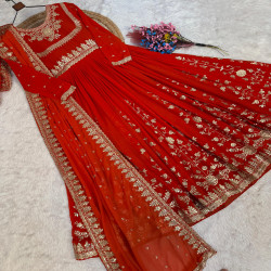Royal Zari & Sequin Embroidered Georgette Gown with Dupatta